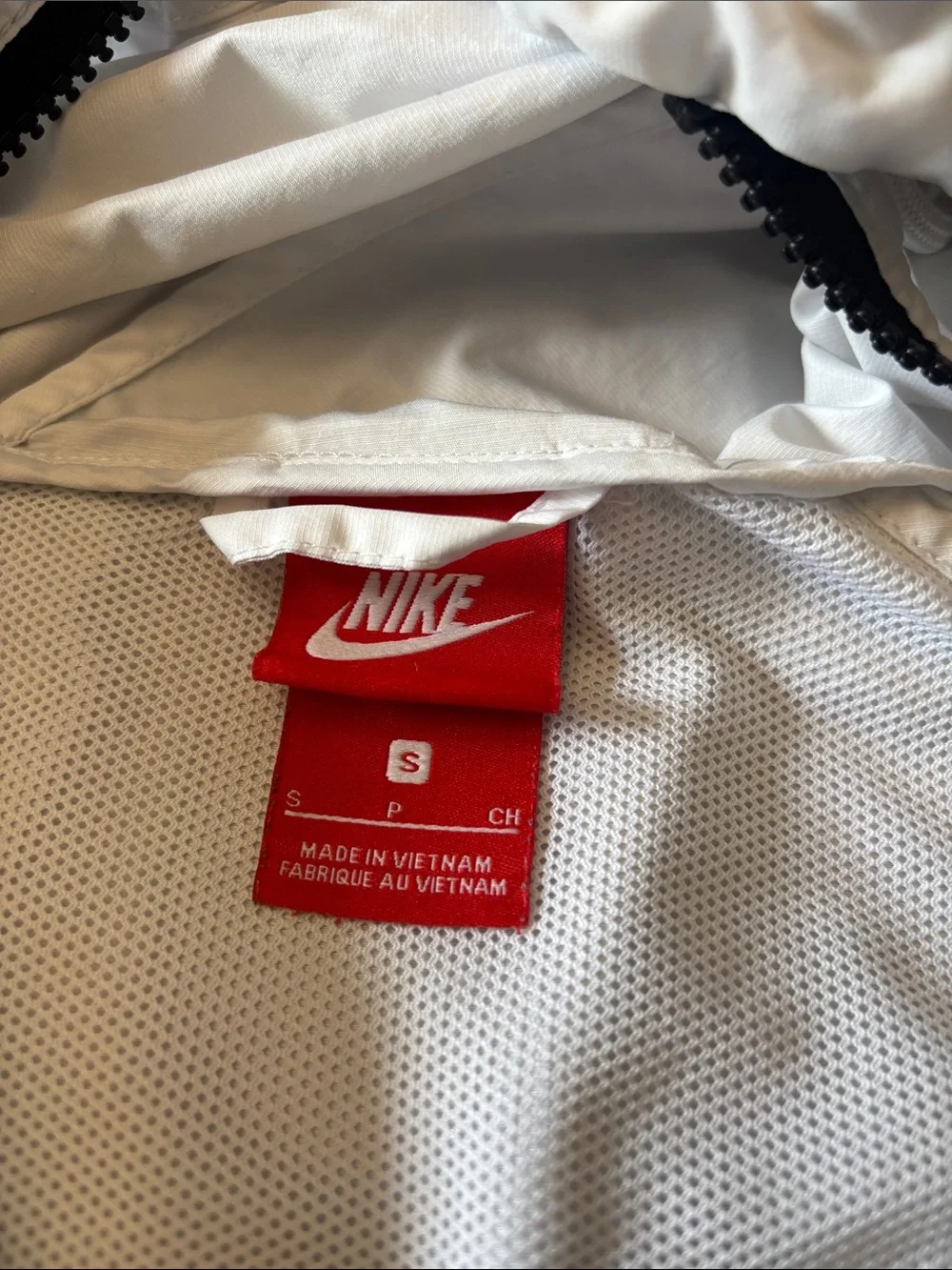 Nike Men's Black and White Hooded Windbreaker Jacket